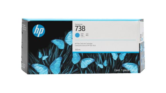 Imagen de HEWLETT PACKARD - HP 738 CYAN 300ML TINTA AMPLIO FORMATO 676M6A