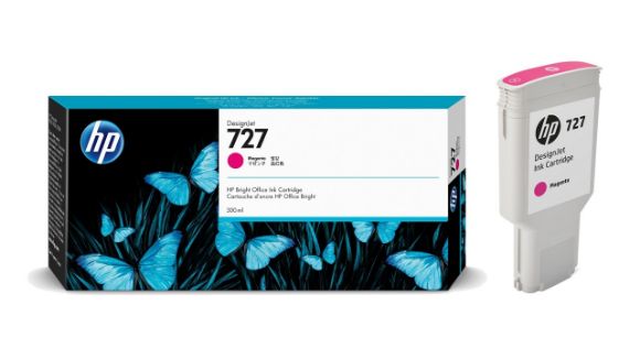 Imagen de HEWLETT PACKARD - HP 727 MAGENTA 300ML TINTA AMPLIO FORMATO F9J77A