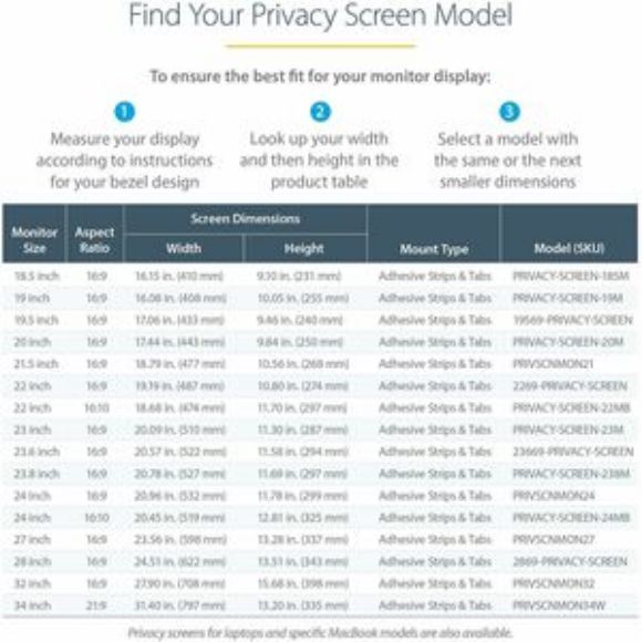 Imagen de STARTECH - FILTRO DE PRIVACIDAD DE 22 Y 16:9 PARA MONITOR