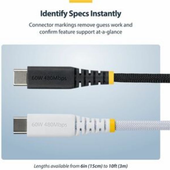 Imagen de STARTECH - CABLE DE CARGA USB-C TRENZADO DE 3M - USB TIPO C - PD 60W 3A