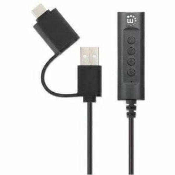 Imagen de PAQ. C/2 - IC - CONVERTIDOR USB 2.0 USB-C A TA RJETA SONIDO 3.5 MM CABLE CON CONT